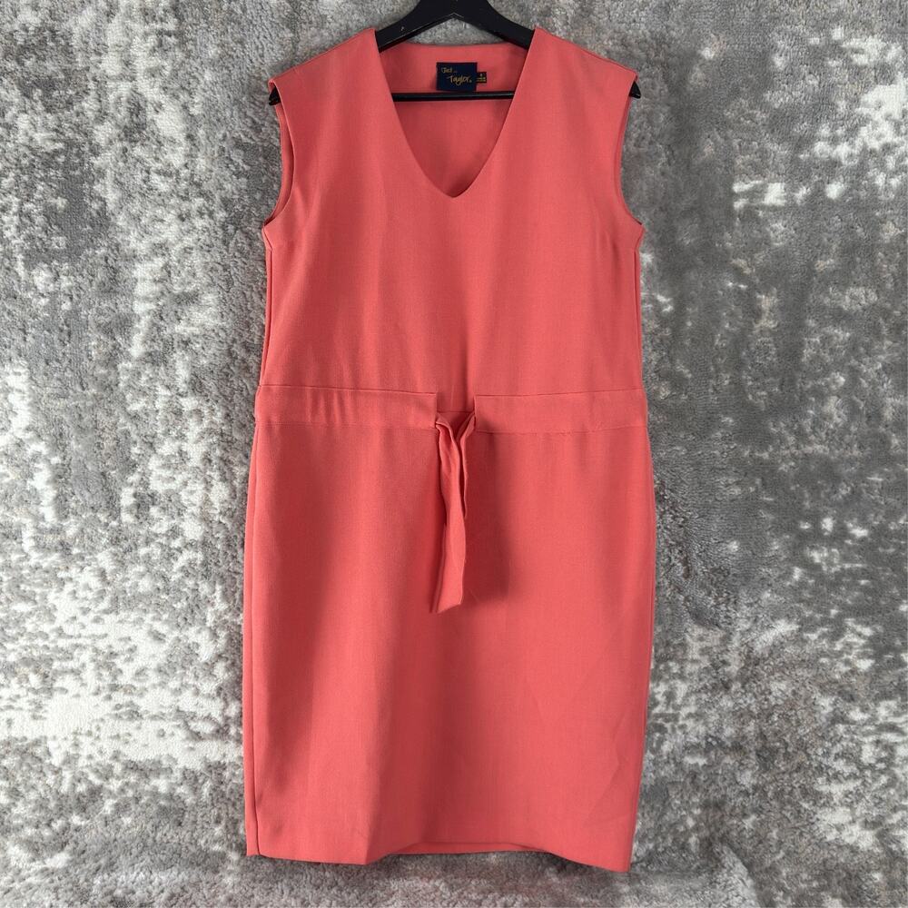 Just Taylor Size 4 Tie Front Knee Length Shift Dress‎ Pink Sleeveless V Neck